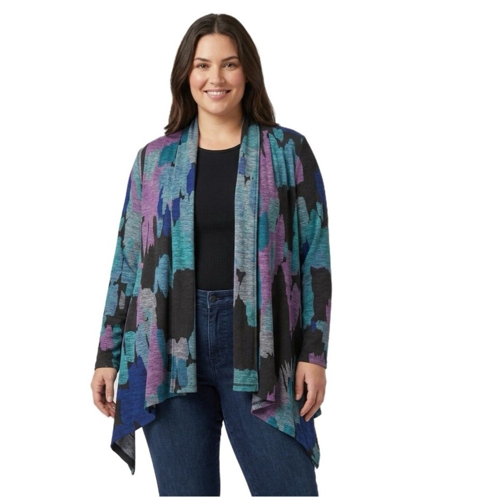 Clara Sunwoo Abstract Print Open Front Cardigan